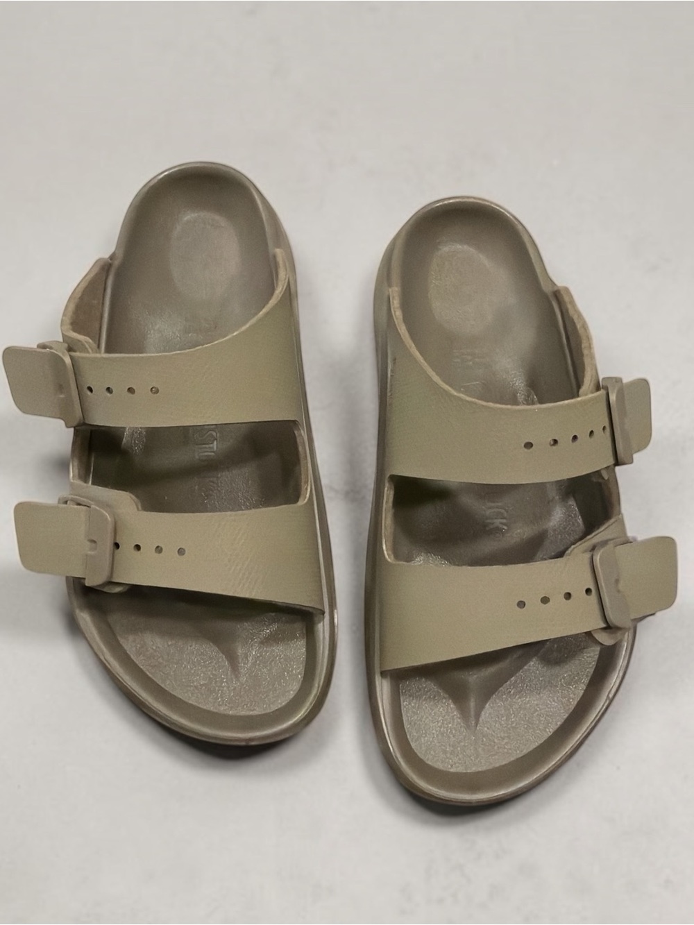 Birkenstock Beige Double Strap Slide Sandals